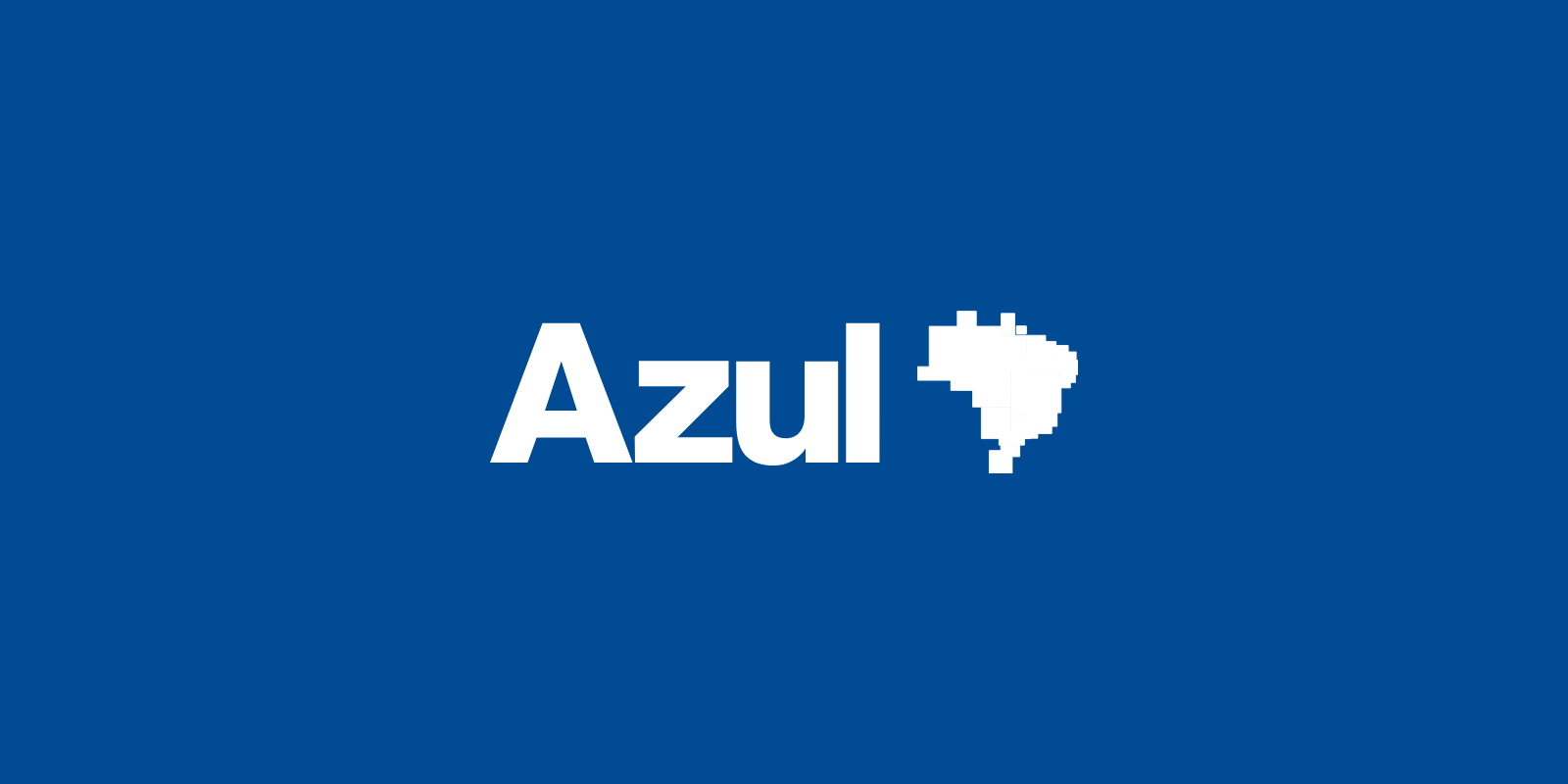Logotipo da Azul Linhas Aéreas em branco sobre fundo azul, a cor da marca.