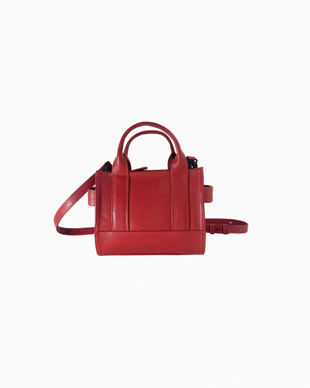 Core Tote Bag Cardeal, vista frontal: bolsa vermelha com alça de mão e alça transversal.