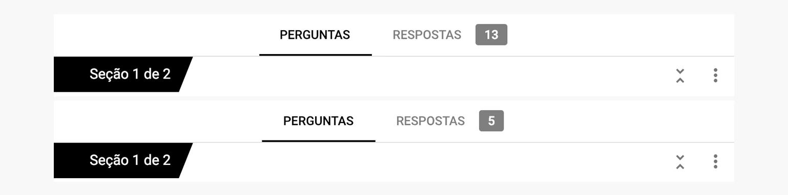Capturas do Google Forms: o primeiro formulário com 13 respostas e o segundo com 5.